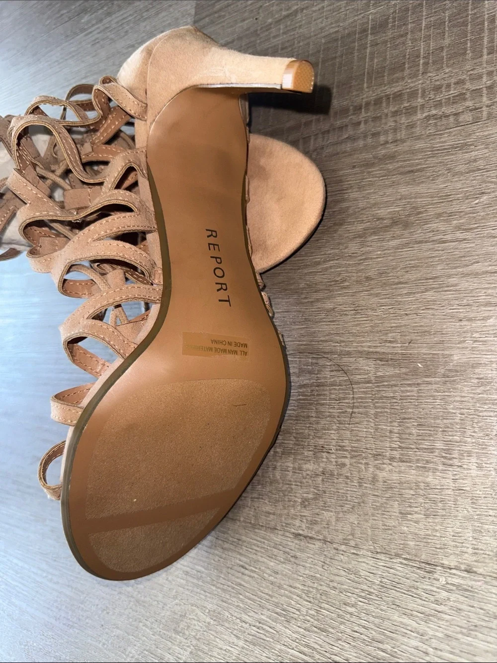 Report Nude/Tan Lace-Up Strappy High Heel Sandals